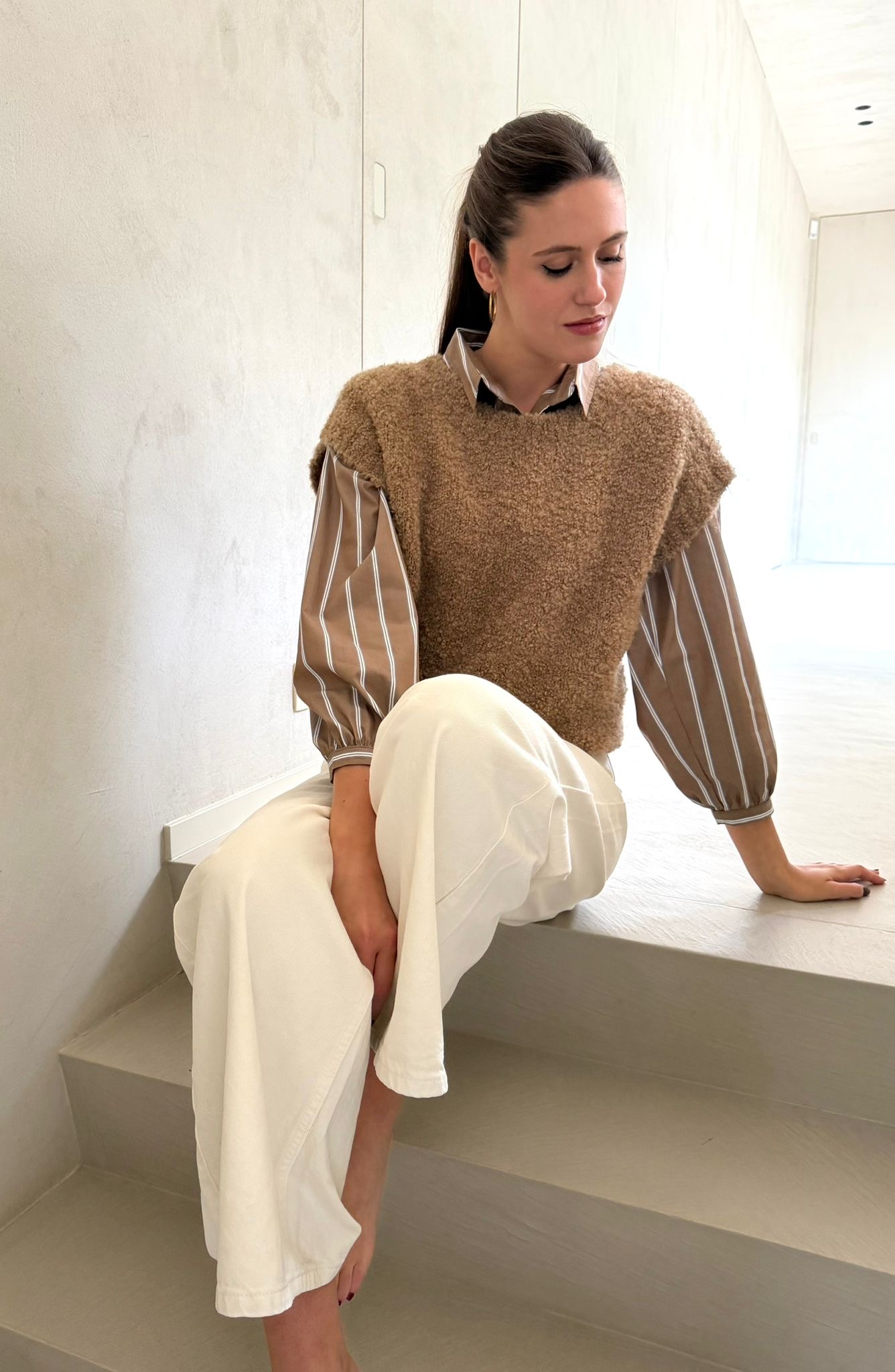SHIRT ELIE : REF VENISE CAMEL 100% COTTON