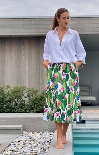 SKIRT VICTORIA REF CACTUS COL GREEN 100% COTON  &   SHIRT SEVEN REF CAROLINA COL WHITE 100% COTON